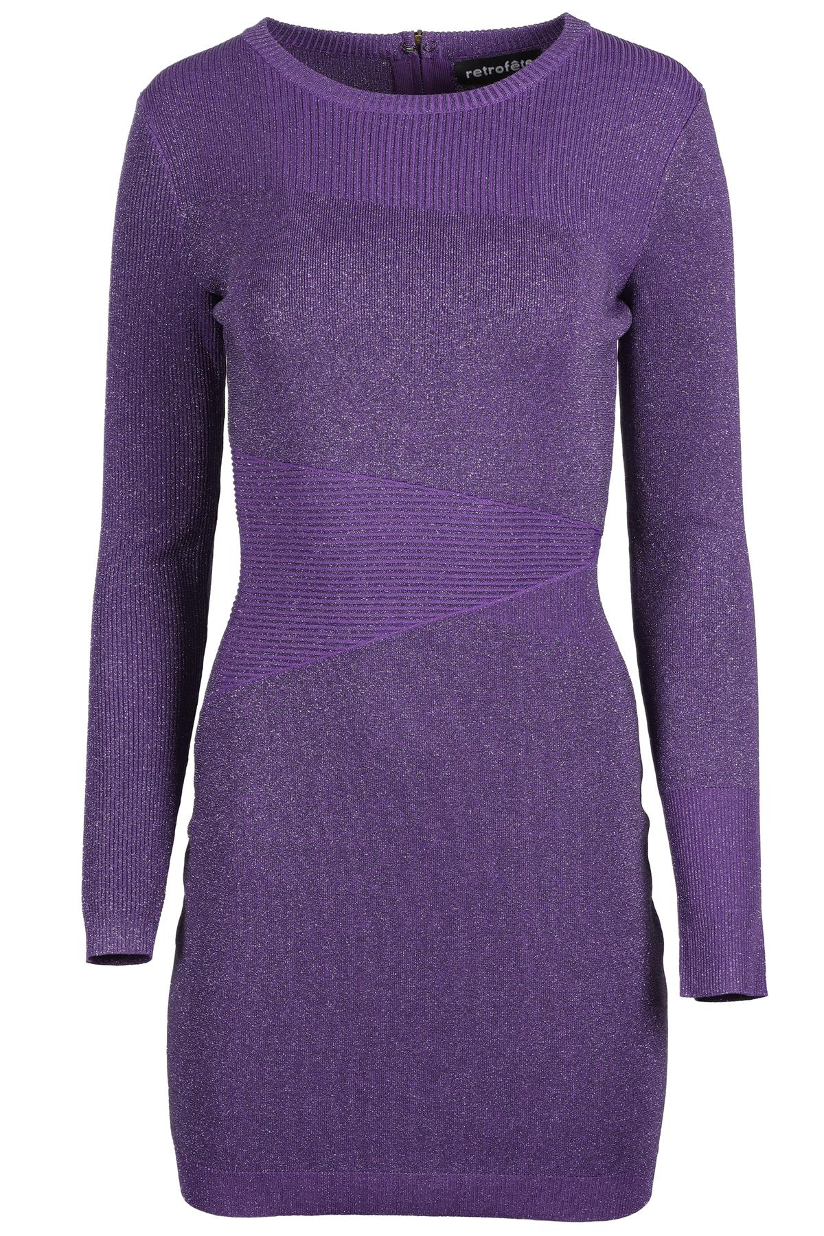 RETROFETE PURPLE KNIT MINI DRESS MEDIUM
