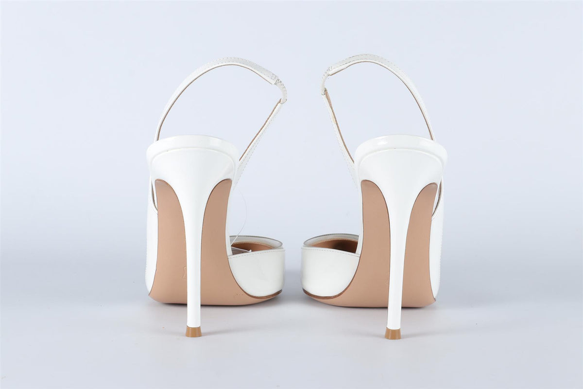 GIANVITO ROSSI WHITE PATENT LEATHER SLINGBACK PUMPS EU 40 UK 7 US 10