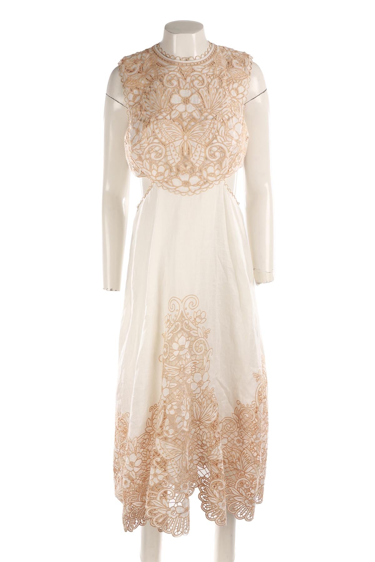 ZIMMERMANN WHITE LINEN MAXI DRESS 2 UK 12