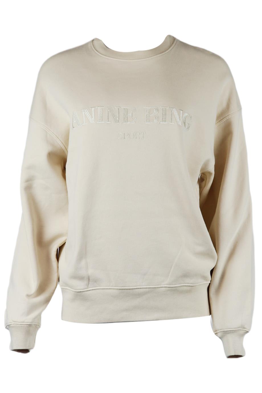 ANINE BING EMBROIDERED COTTON JERSEY SWEATSHIRT SMALL