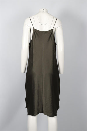 HALSTON HERITAGE GREEN SATIN MINI DRESS MEDIUM