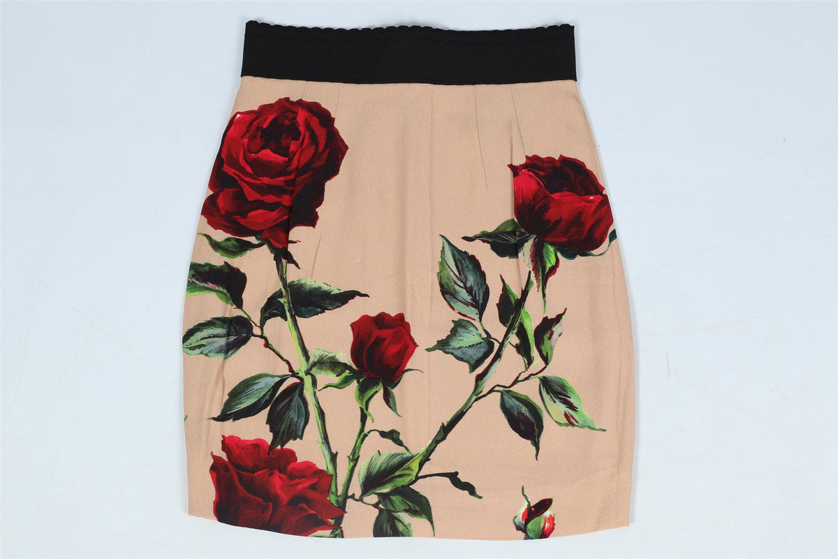 DOLCE & GABBANA FLORAL PRINT SILK BLEND MINI SKIRT IT 38 UK 6