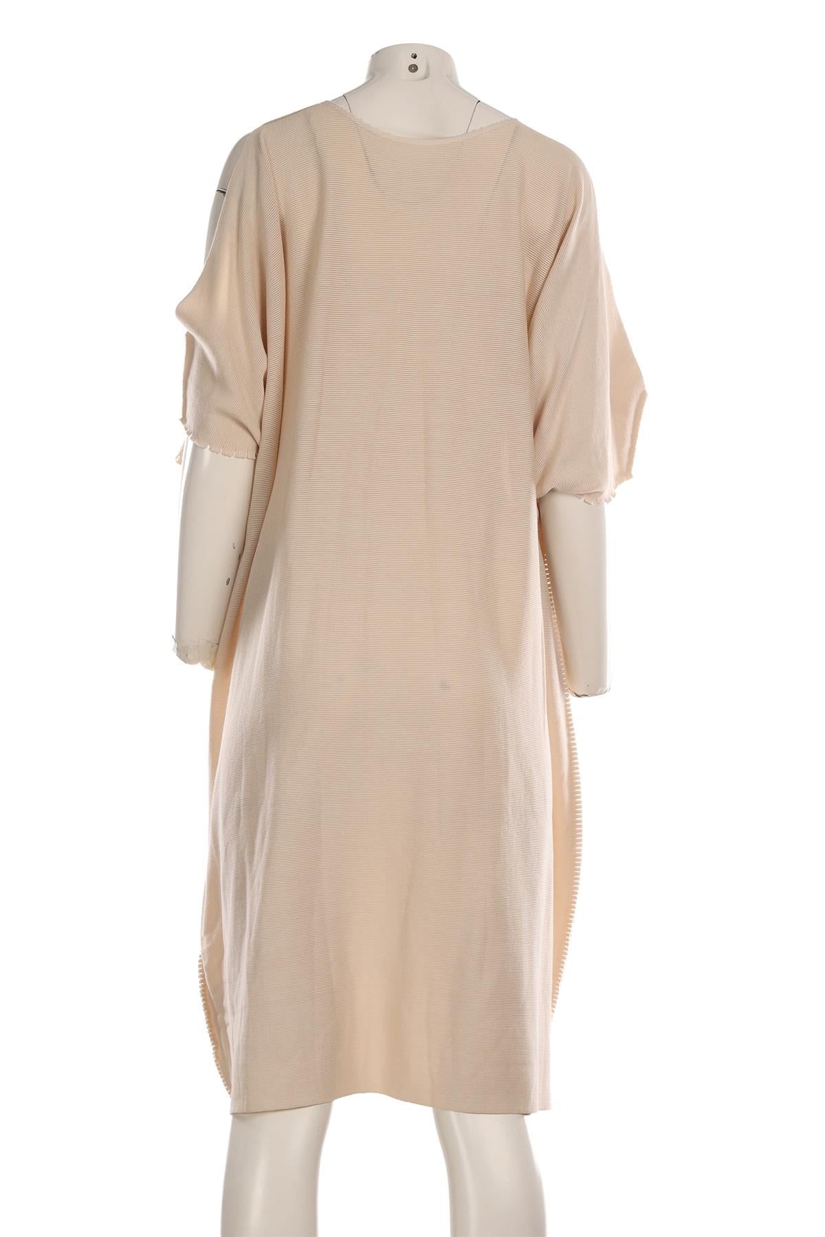 ISSEY MIYAKE BEIGE COTTON MIDI DRESS JP 2 UK 8