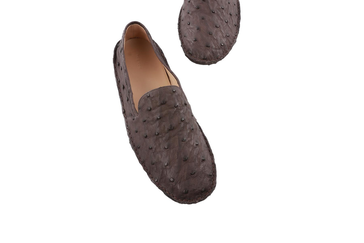 BROWN VASKO OSTRICH LOAFERS
