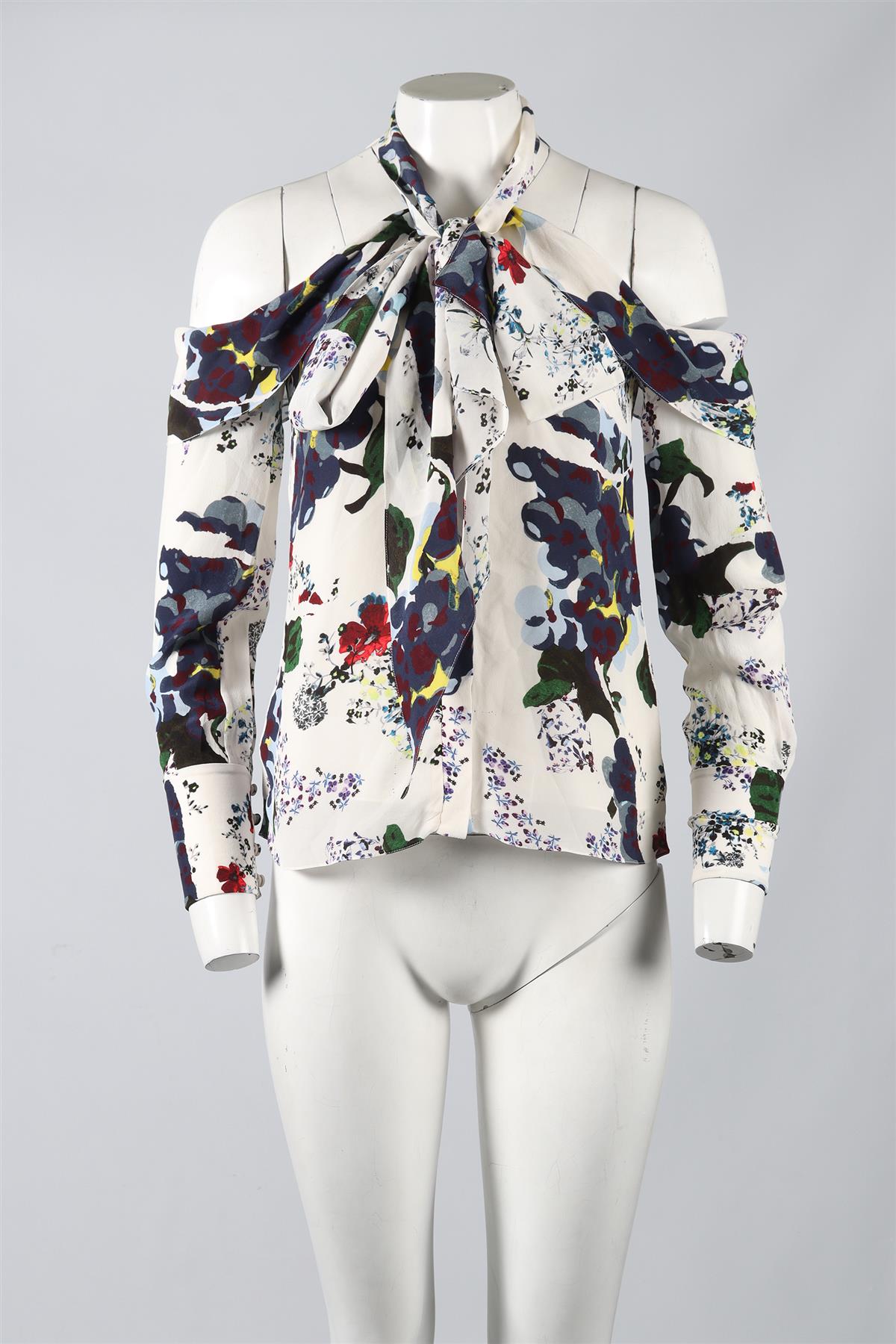 ERDEM FLORAL PRINT SILK TOP UK 8