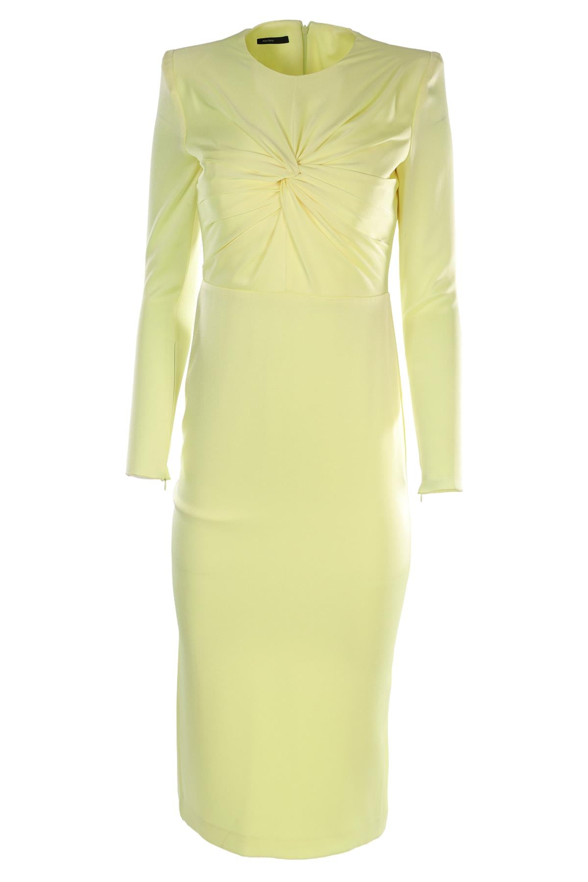 ALEX PERRY YELLOW SATIN MIDI DRESS UK 10