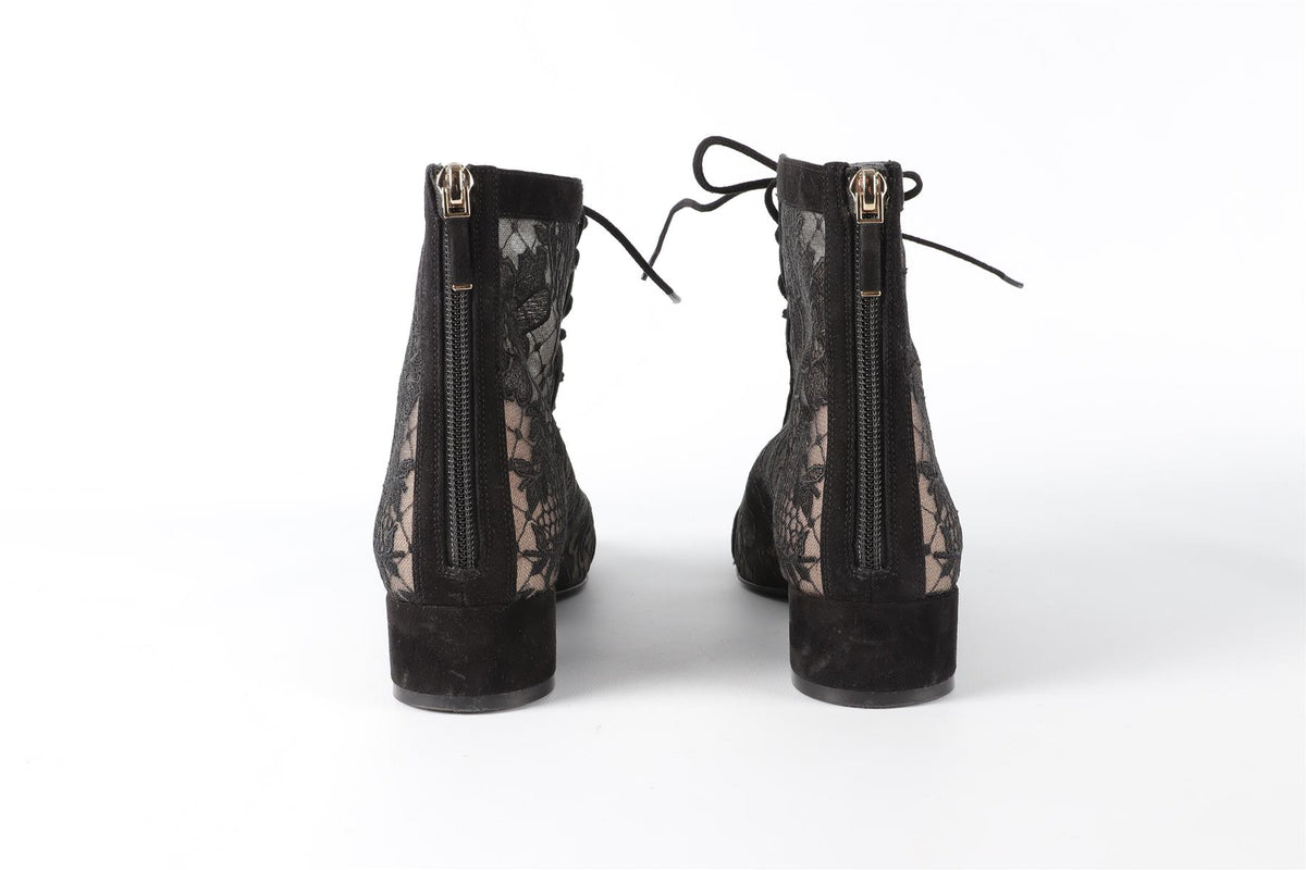 CHRISTIAN DIOR BLACK NAUGHTILY-D SUEDE ANKLE BOOTS EU 38 UK 5 US 8