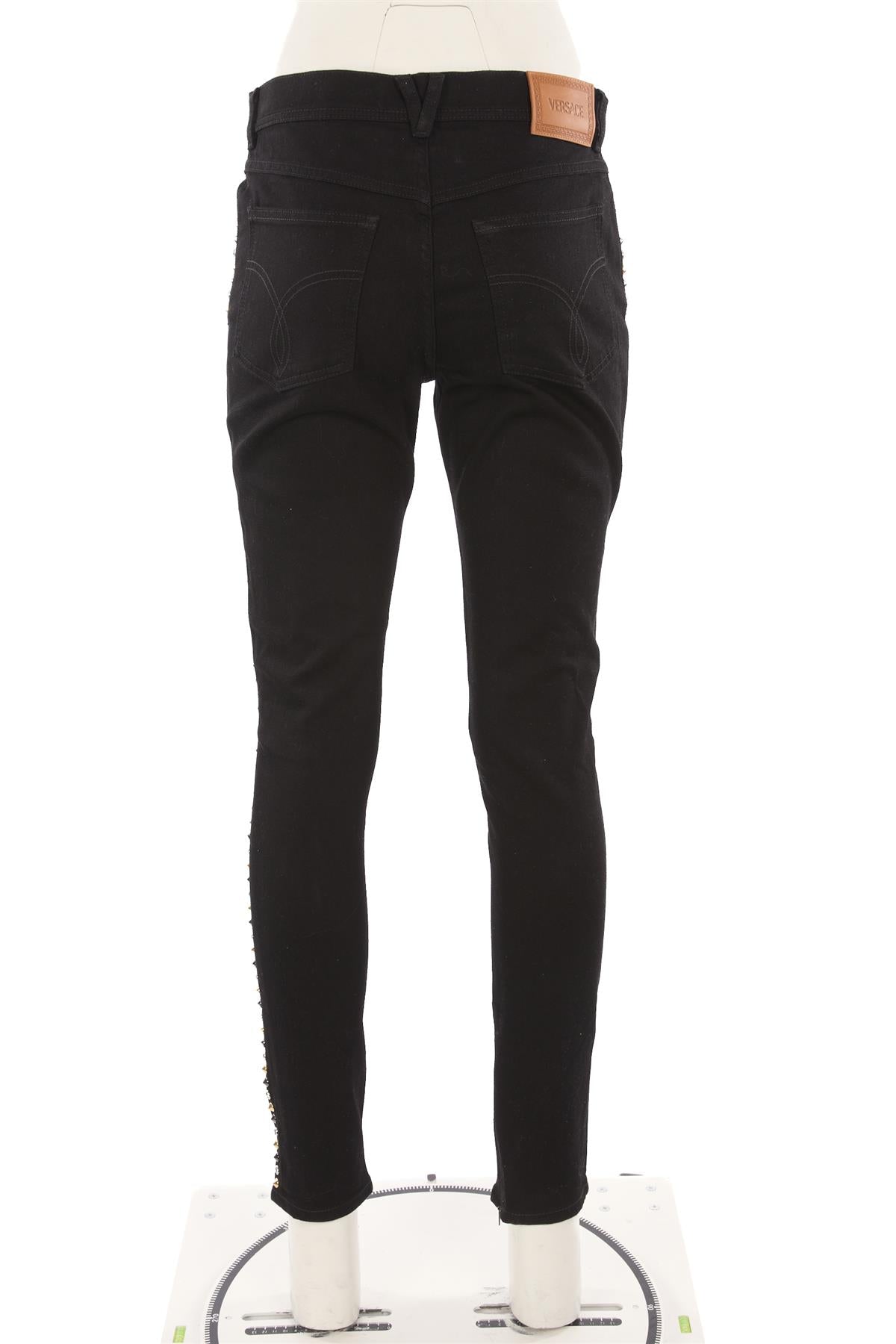 VERSACE BLACK HIGH RISE SKINNY JEANS W30 UK 12