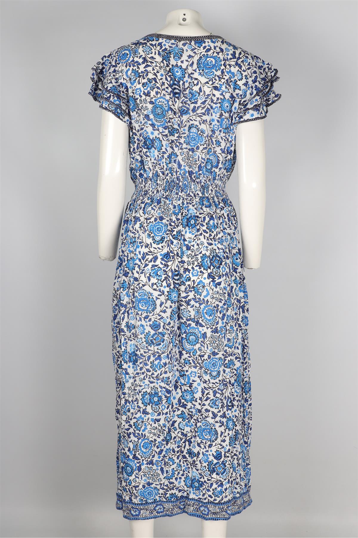 POUPETTE ST BARTH BLUE VOILE MAXI DRESS LARGE