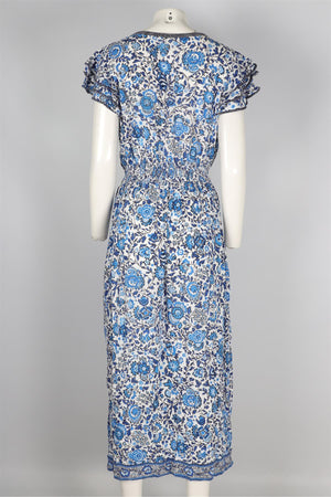 POUPETTE ST BARTH BLUE VOILE MAXI DRESS LARGE