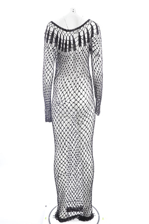 RAT & BOA BLACK CROQUET MAXI DRESS SMALL