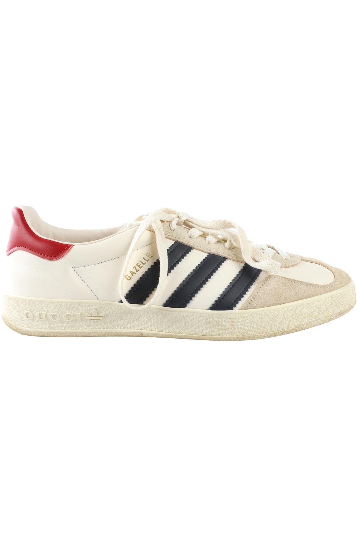 GUCCI + ADIDAS WHITE GAZELLE LEATHER SNEAKERS EU 40 2/3 UK 7 US 8.5