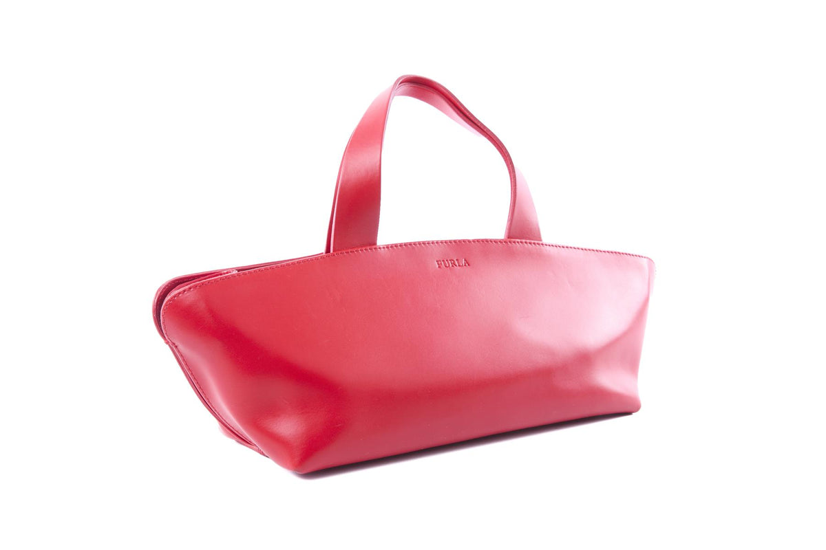 FURLA RED LEATHER TOTE BAG