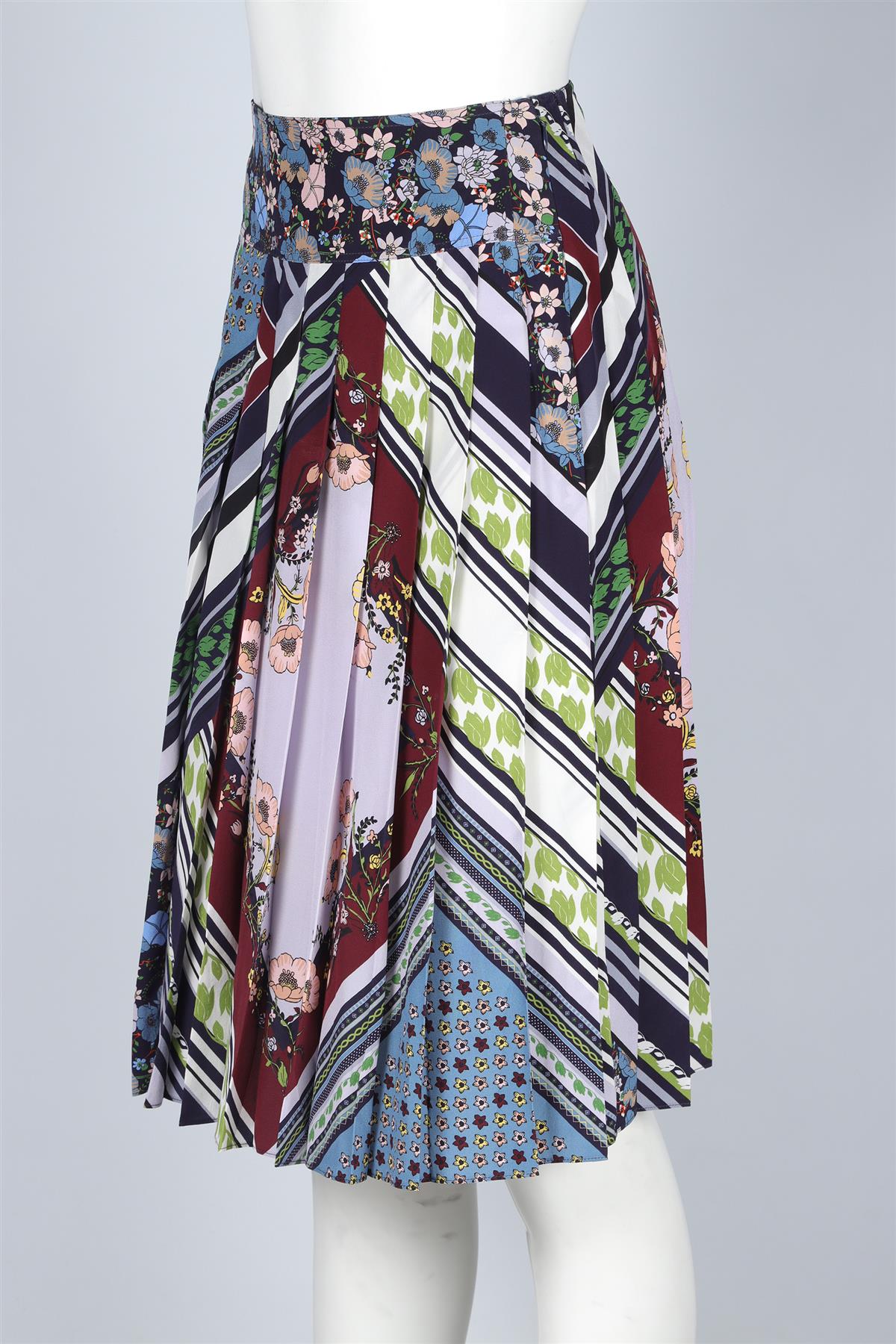 TORY BURCH MULTI SILK MIDI SKIRT US 8 UK 12