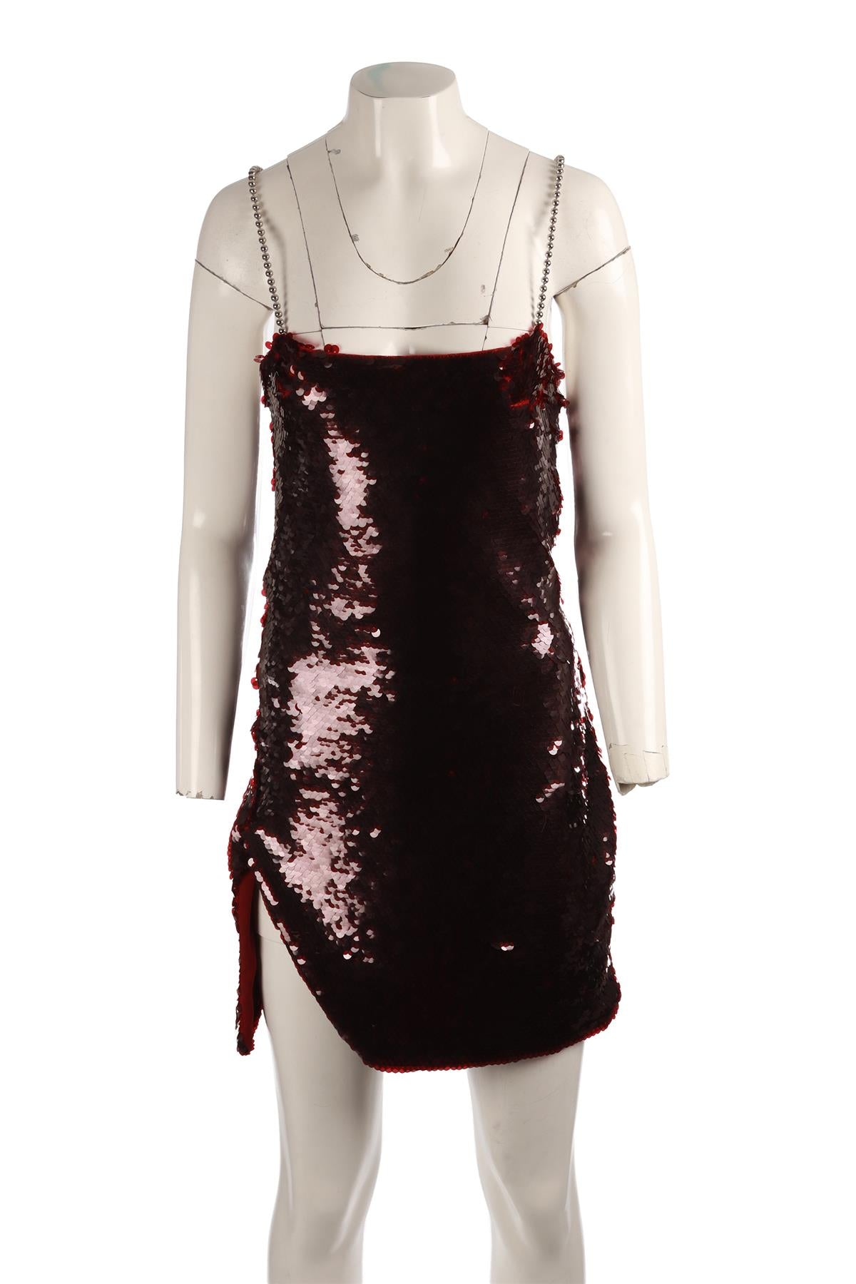 THE ATTICO BURGUNDY SEQUIN MINI DRESS IT 44 UK 12
