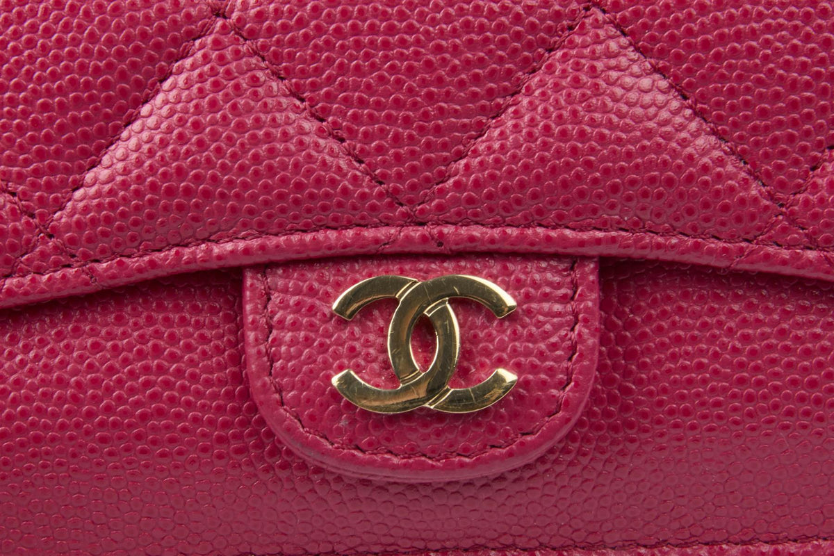 CHANEL PINK 2019 QUILTED CAVIAR LEATHER WALLET