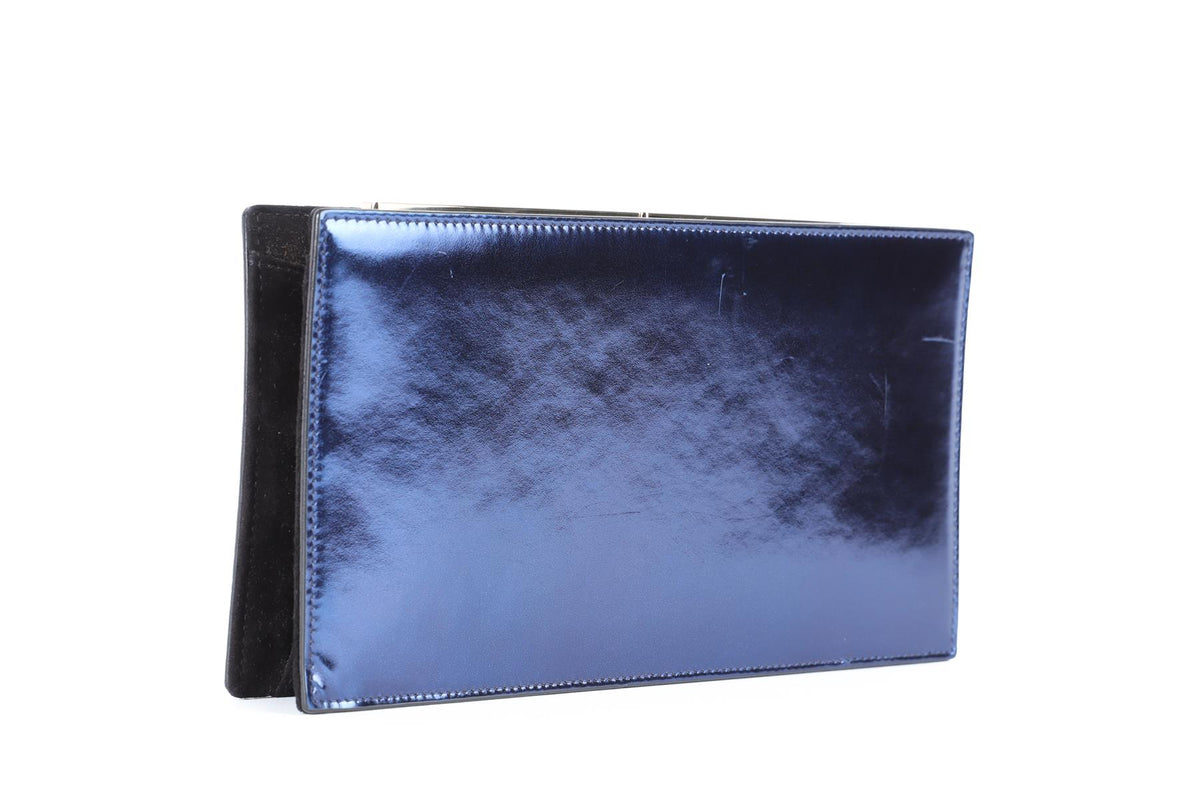 JIMMY CHOO NAVY LEATHER CLUTCH
