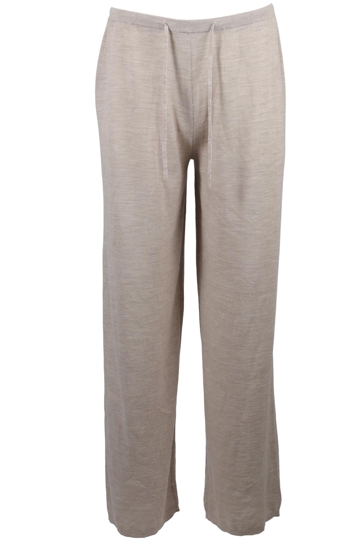 LESET BEIGE WOOL WIDE LEG PANTS XSMALL