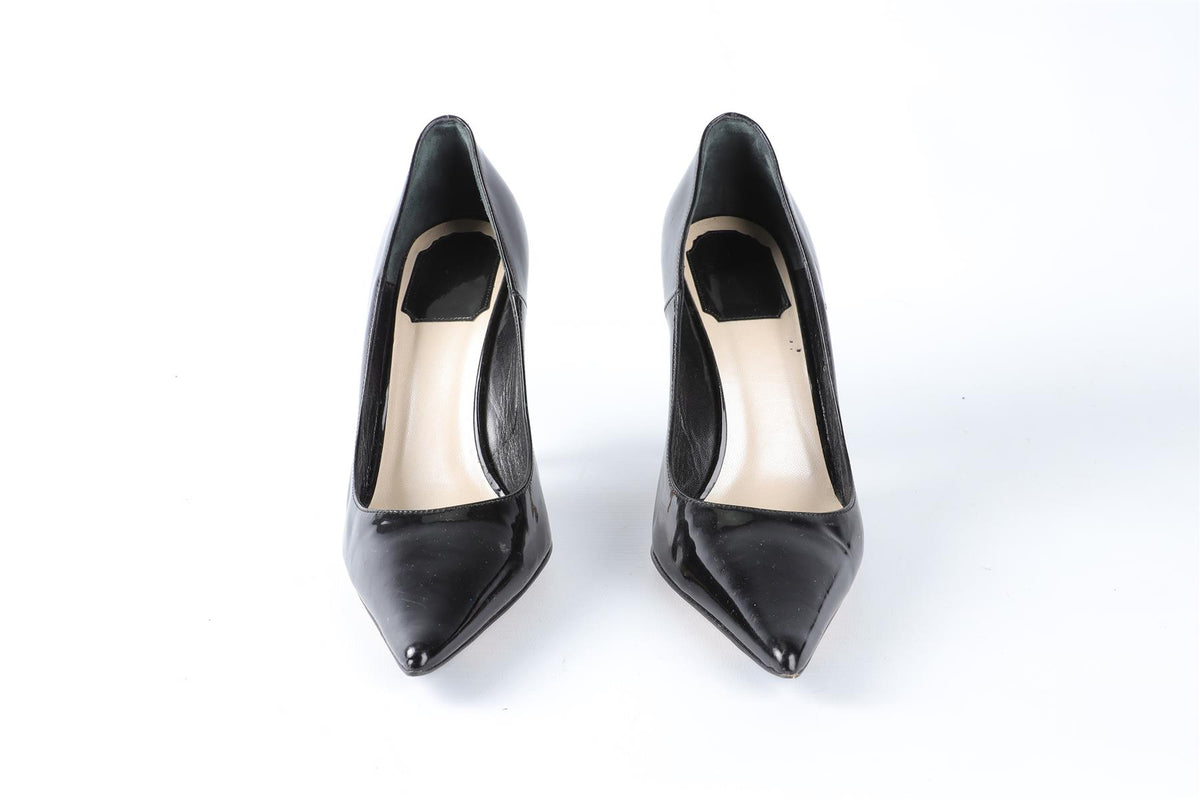 CHRISTIAN DIOR BLACK PATENT LEATHER PUMPS EU 37.5 UK 4.5 US 7.5