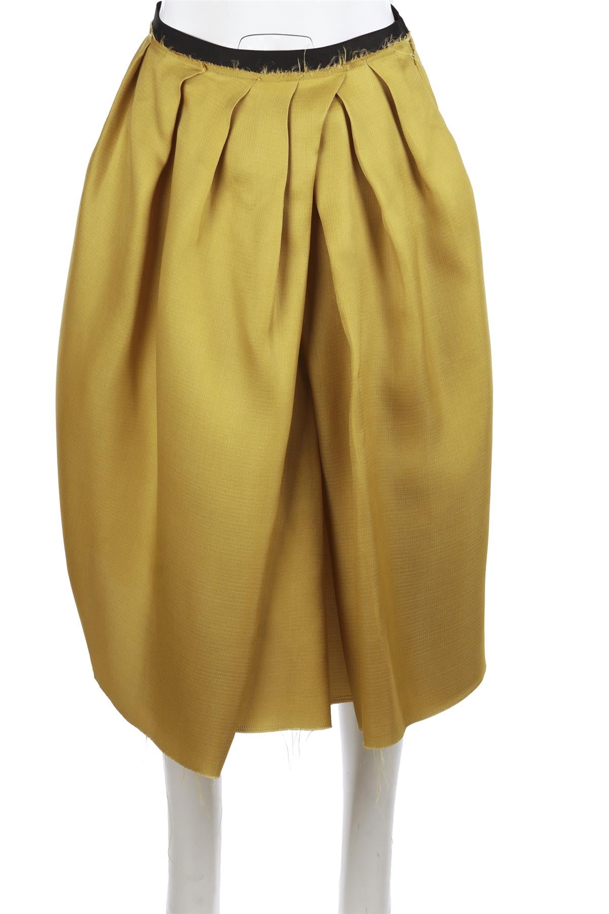 MARNI YELLOW SILK MIDI SKIRT IT 40 UK 8