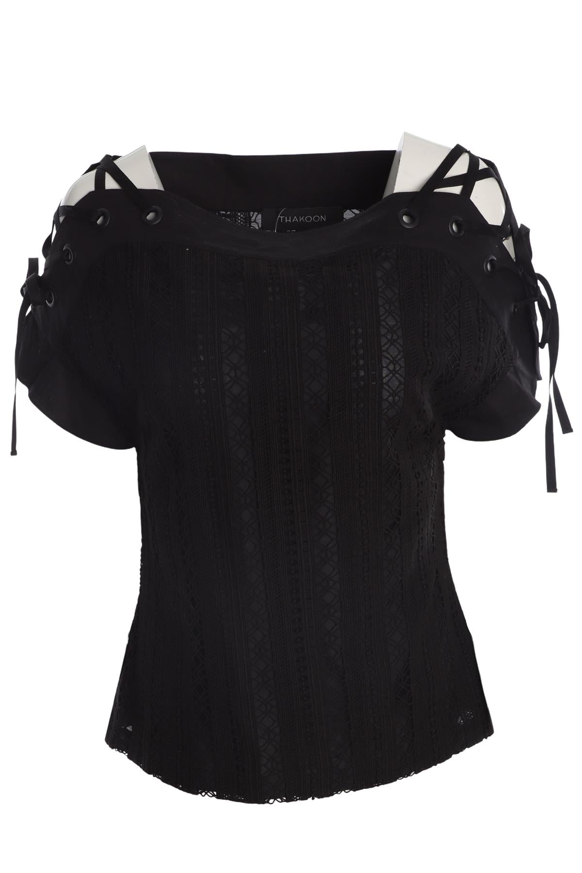 THAKOON BLACK COTTON TOP US 2 UK 6