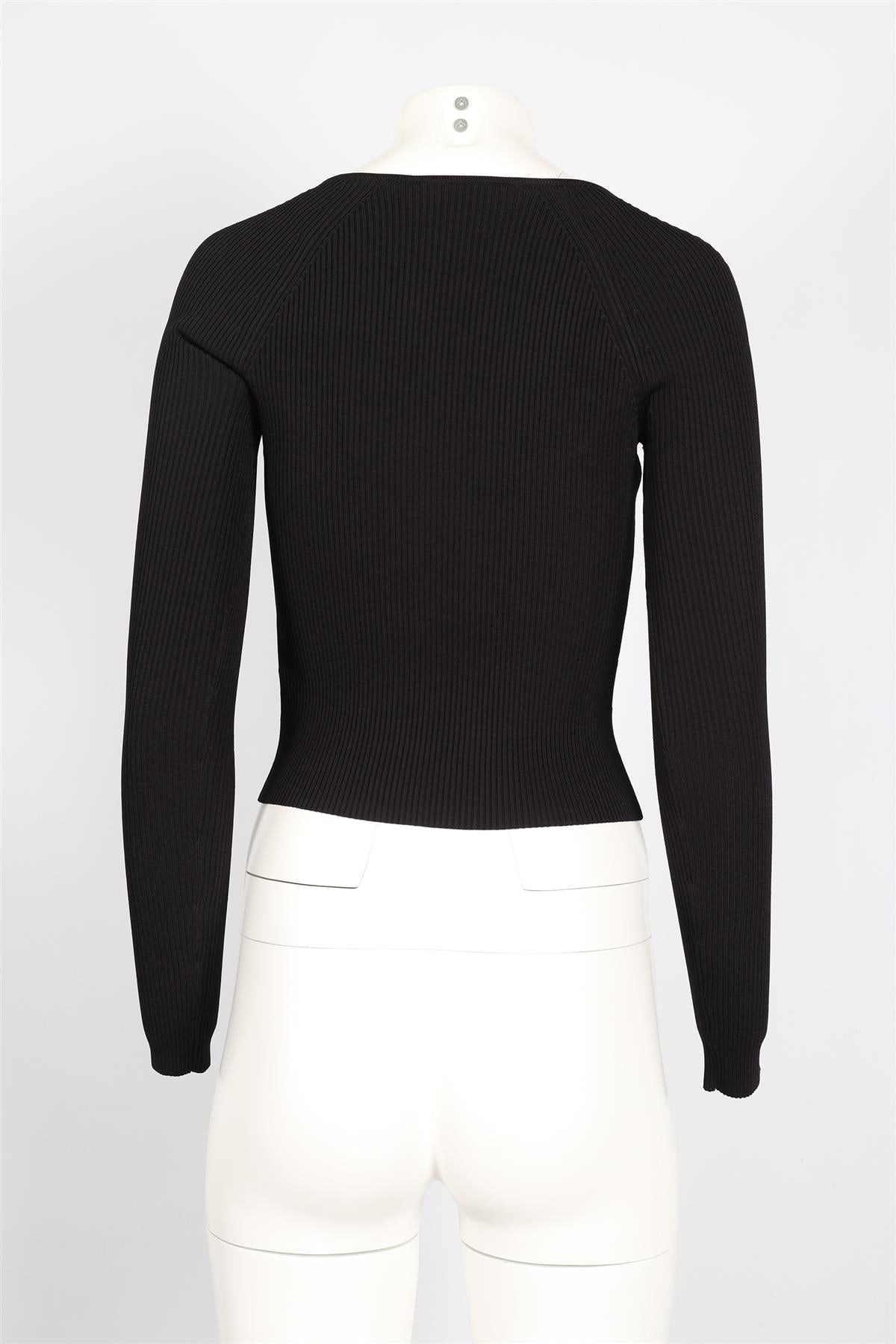 JONATHAN SIMKHAI BLACK RIBBED KNIT TOP XSMALL