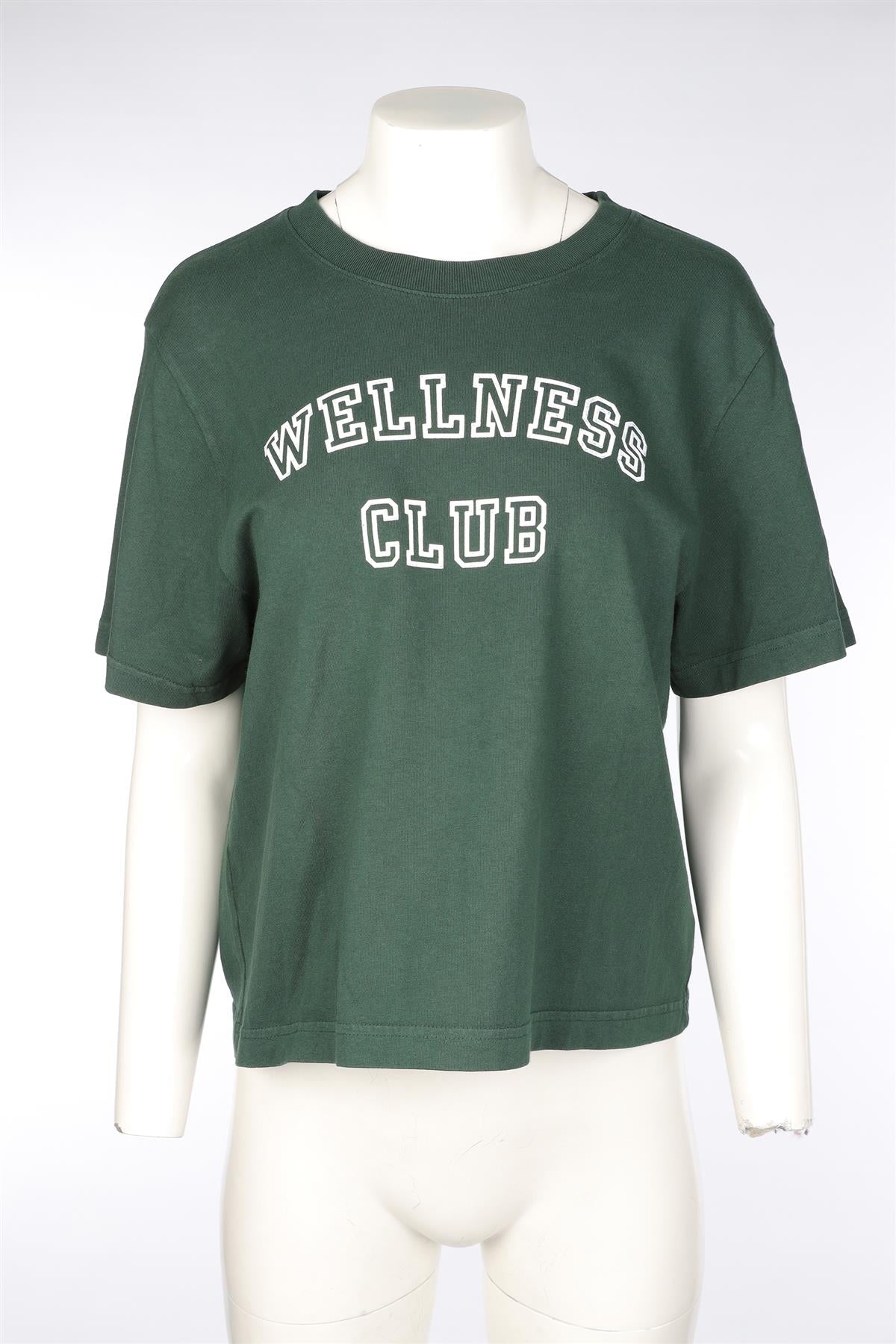 SPORTY & RICH GREEN COTTON T-SHIRT MEDIUM