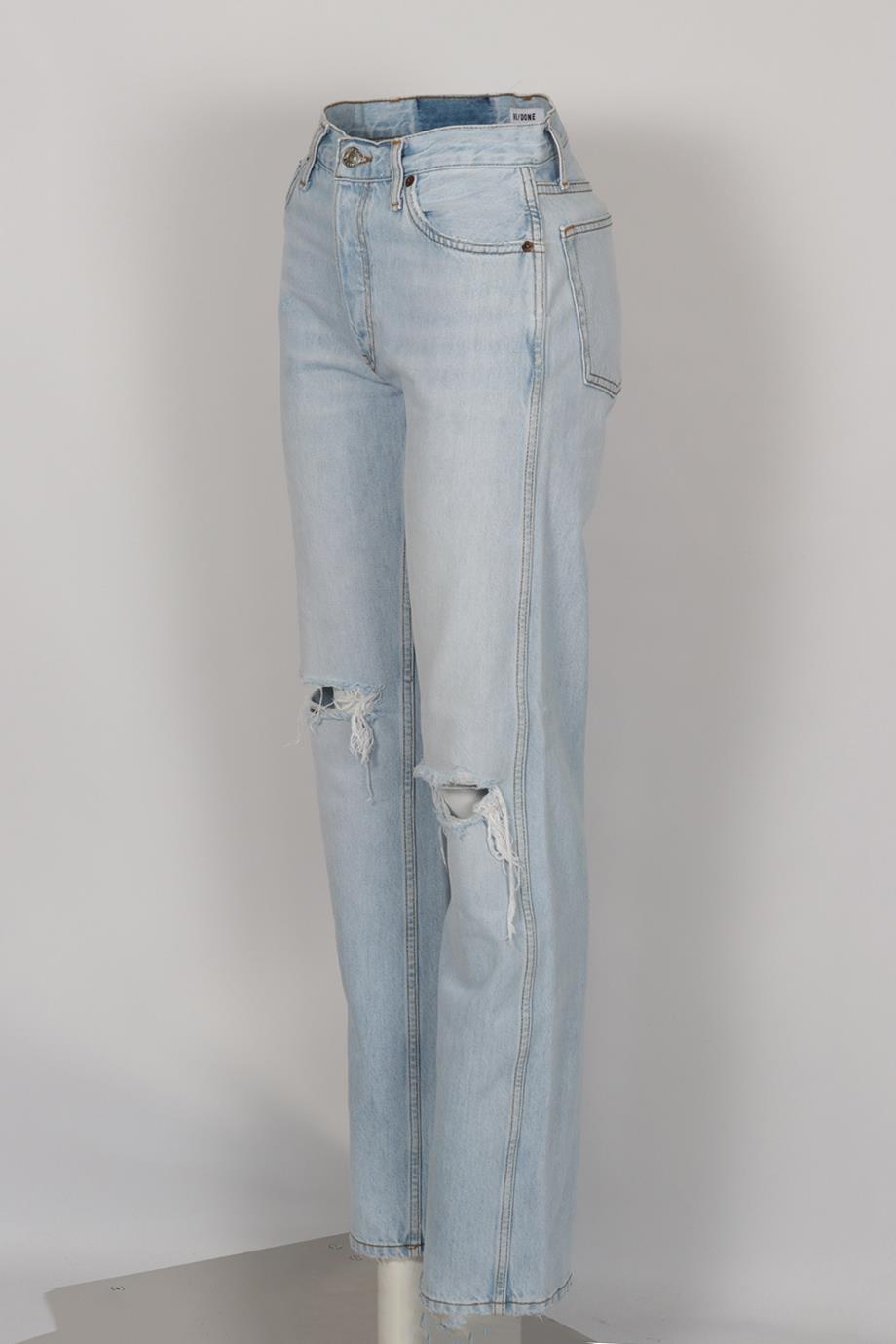 RE/DONE DISTRESSED HIGH RISE STRAIGHT LEG JEANS W25 UK 6-8