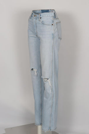RE/DONE DISTRESSED HIGH RISE STRAIGHT LEG JEANS W25 UK 6-8