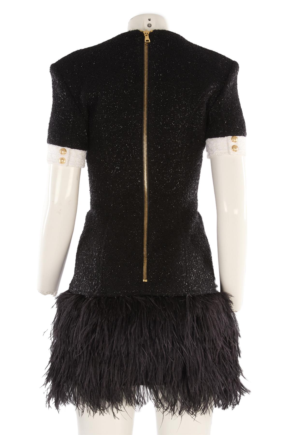 BALMAIN BLACK WOOL MINI DRESS FR 36 UK 8
