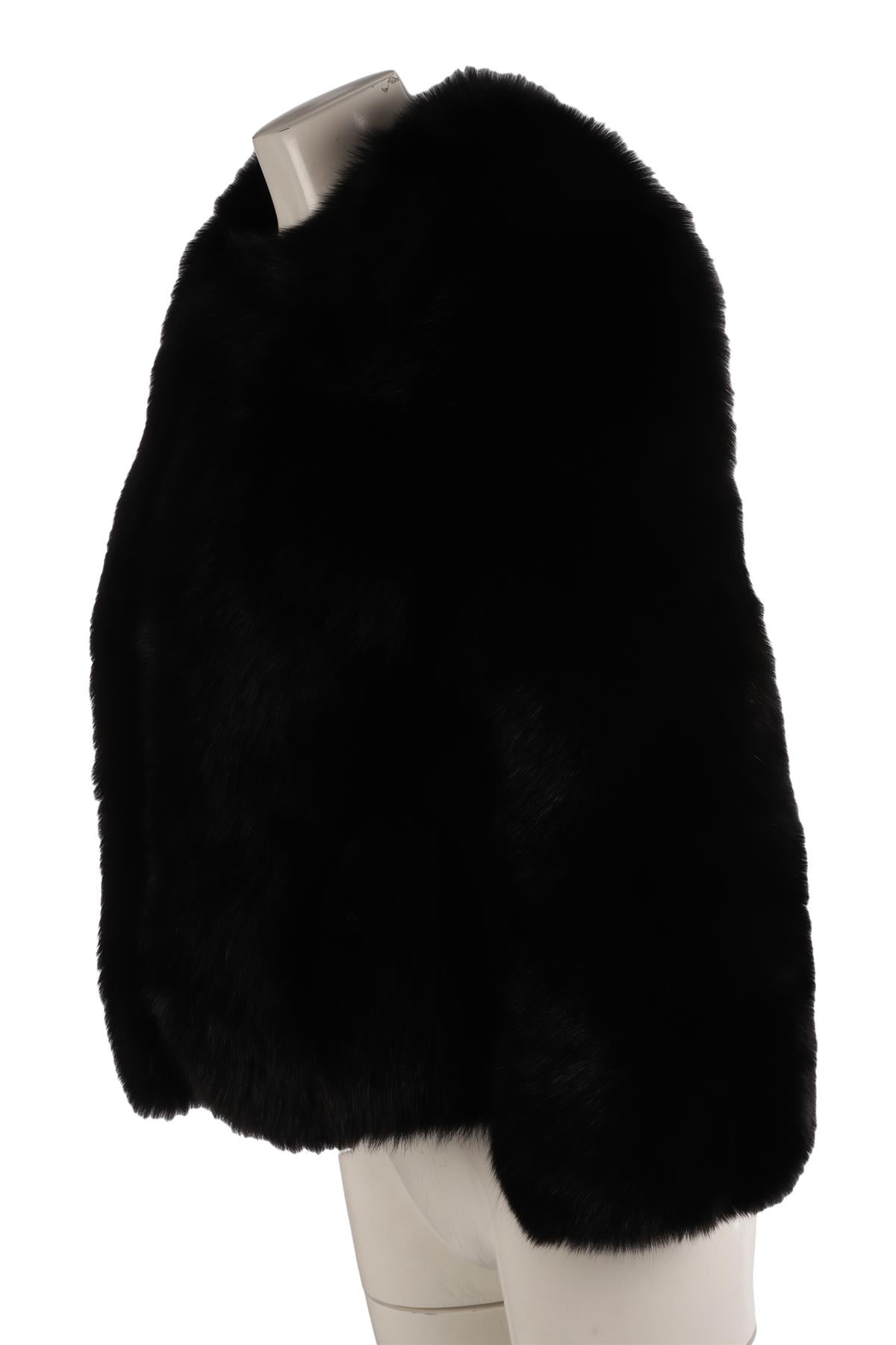 L CUPPINI BLACK FOX FUR JACKET XSMALL