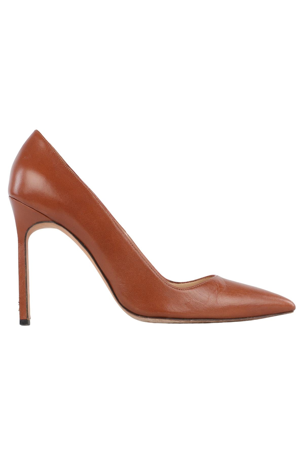 MANOLO BLAHNIK BROWN LEATHER PUMPS EU 38 UK 5 US 8