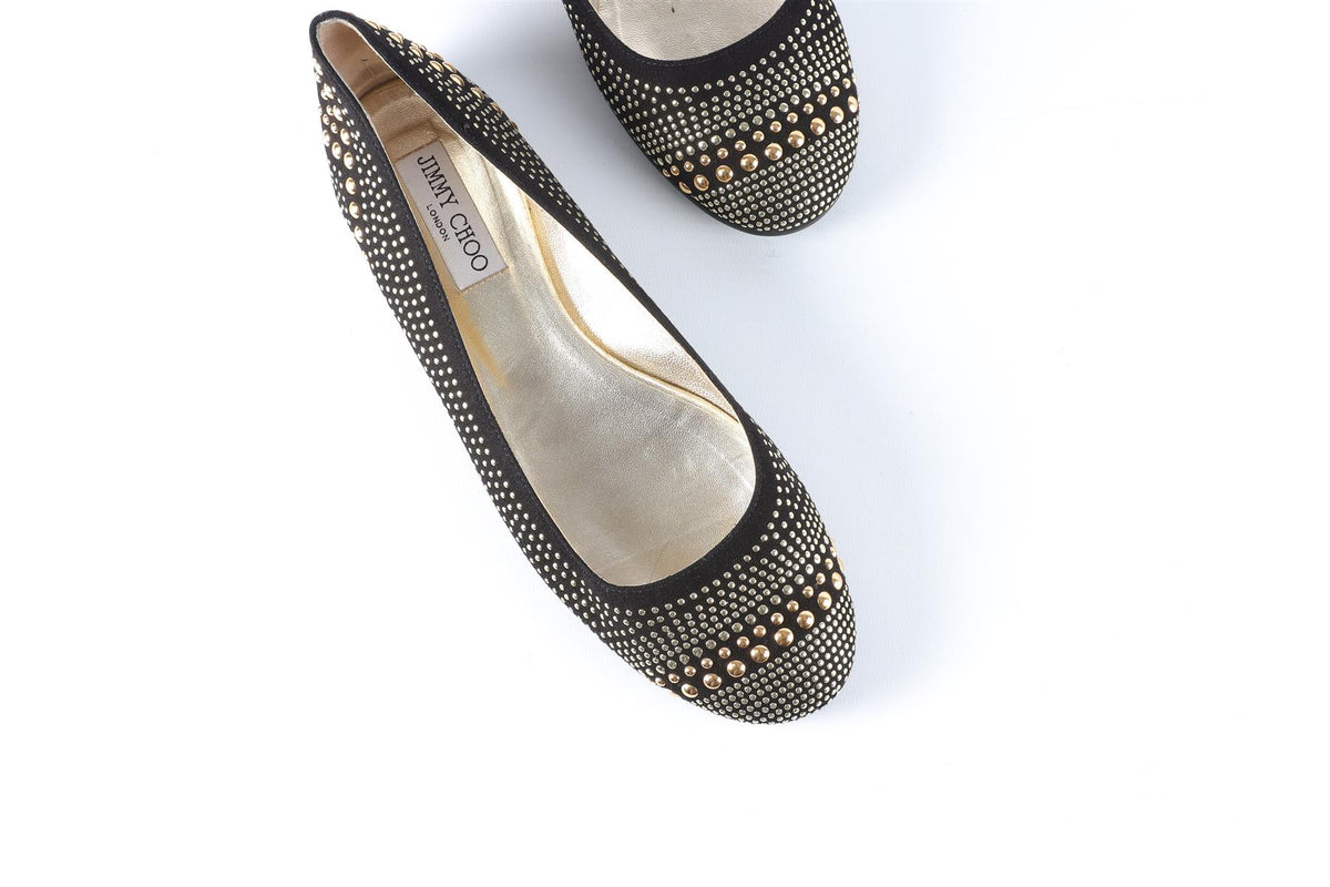 JIMMY CHOO BLACK SUEDE BALLET FLATS EU 39 UK 6 US 9