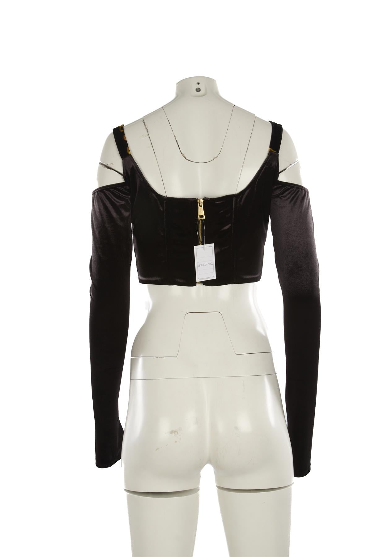 VERSACE JEANS COUTURE BLACK VELVET TOP IT 42 UK 10