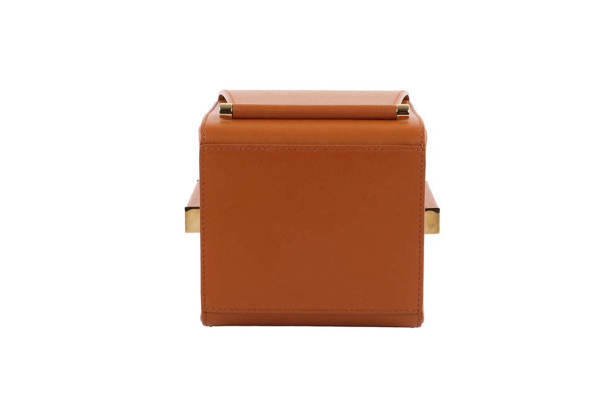 ROKSANDA TAN BOX LEATHER CLUTCH