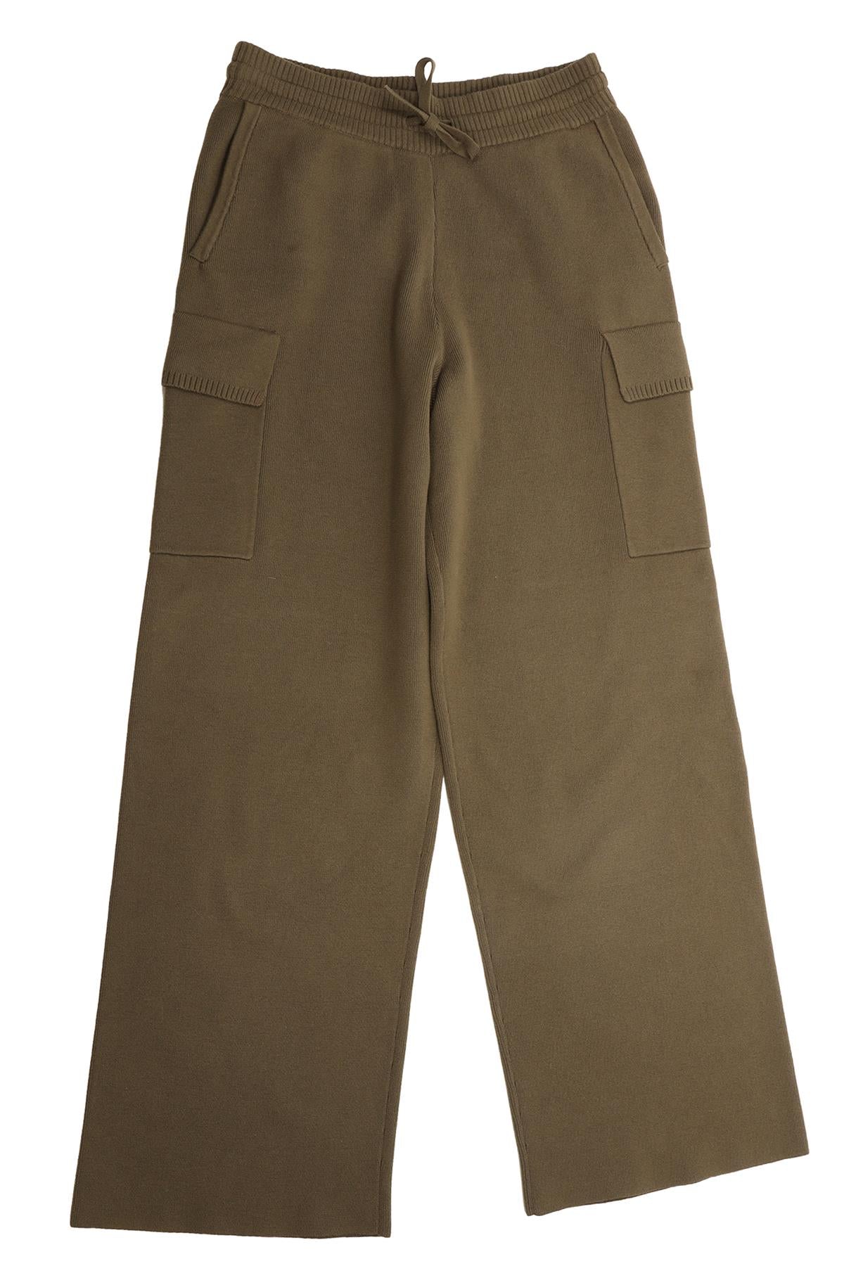 ALO YOGA GREEN COTTON WIDE LEG PANTS MEDIUM