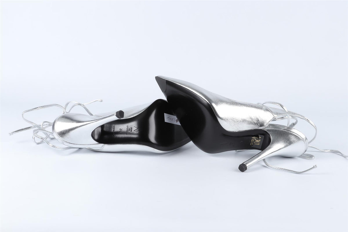 THE ATTICO SILVER LEATHER PUMPS EU 38 UK 5 US 8