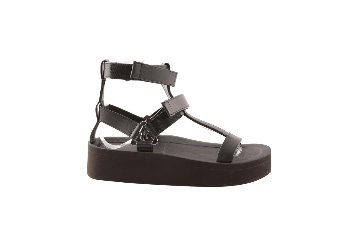 HERMÈS BLACK ENID LEATHER PLATFORM SANDALS EU 36 UK 3 US 6