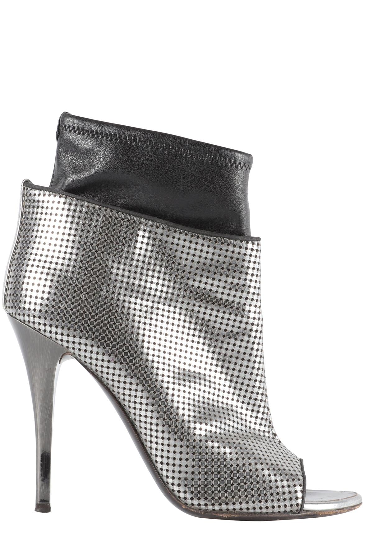 GIUSEPPE ZANOTTI SILVER LEATHER ANKLE BOOTS EU 38.5 UK 5.5 US 8.5