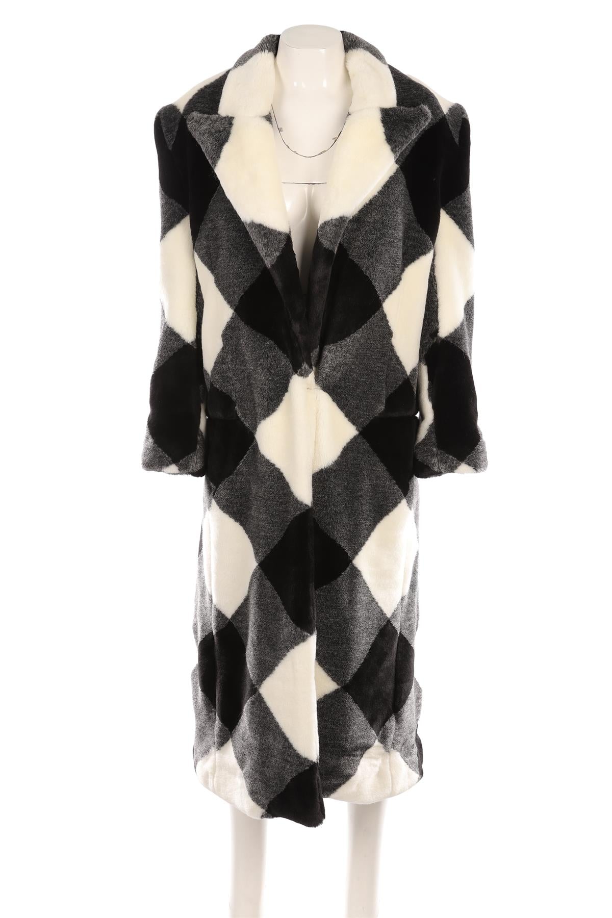 BALMAIN BLACK FAUX FUR COAT FR 36 UK 8