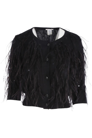 OSCAR DE LA RENTA BLACK 2021 CASHMERE CARDIGAN XSMALL