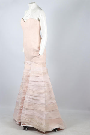RALPH & RUSSO PINK HAUTE COUTURE SILK GOWN XSMALL
