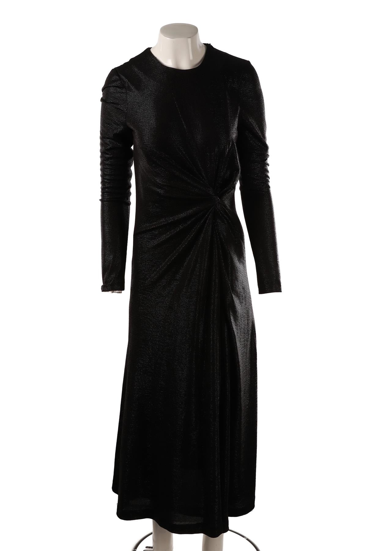 BLACK TEXTURED MAXI DRESS
