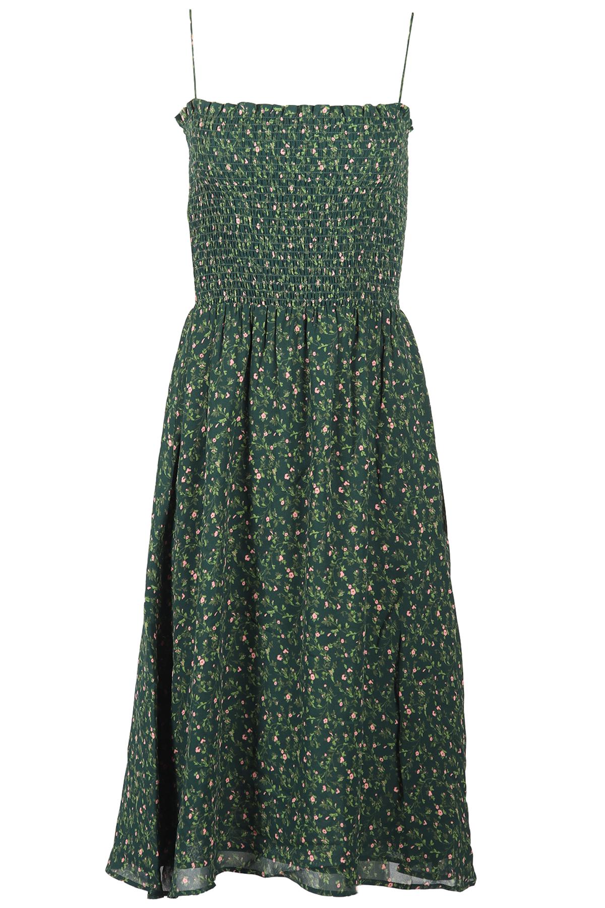 REFORMATION FLORAL PRINT CREPE MIDI DRESS SMALL