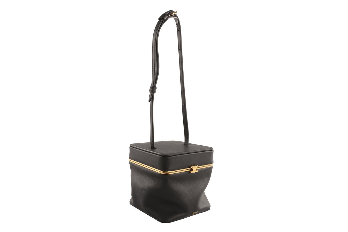 CELINE BLACK CUBE LEATHER TOTE BAG