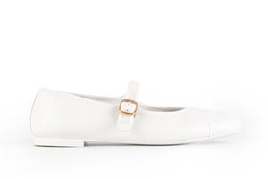 CHANEL WHITE 2025 CC LEATHER BALLET FLATS EU 38.5 UK 5.5 US 8.5