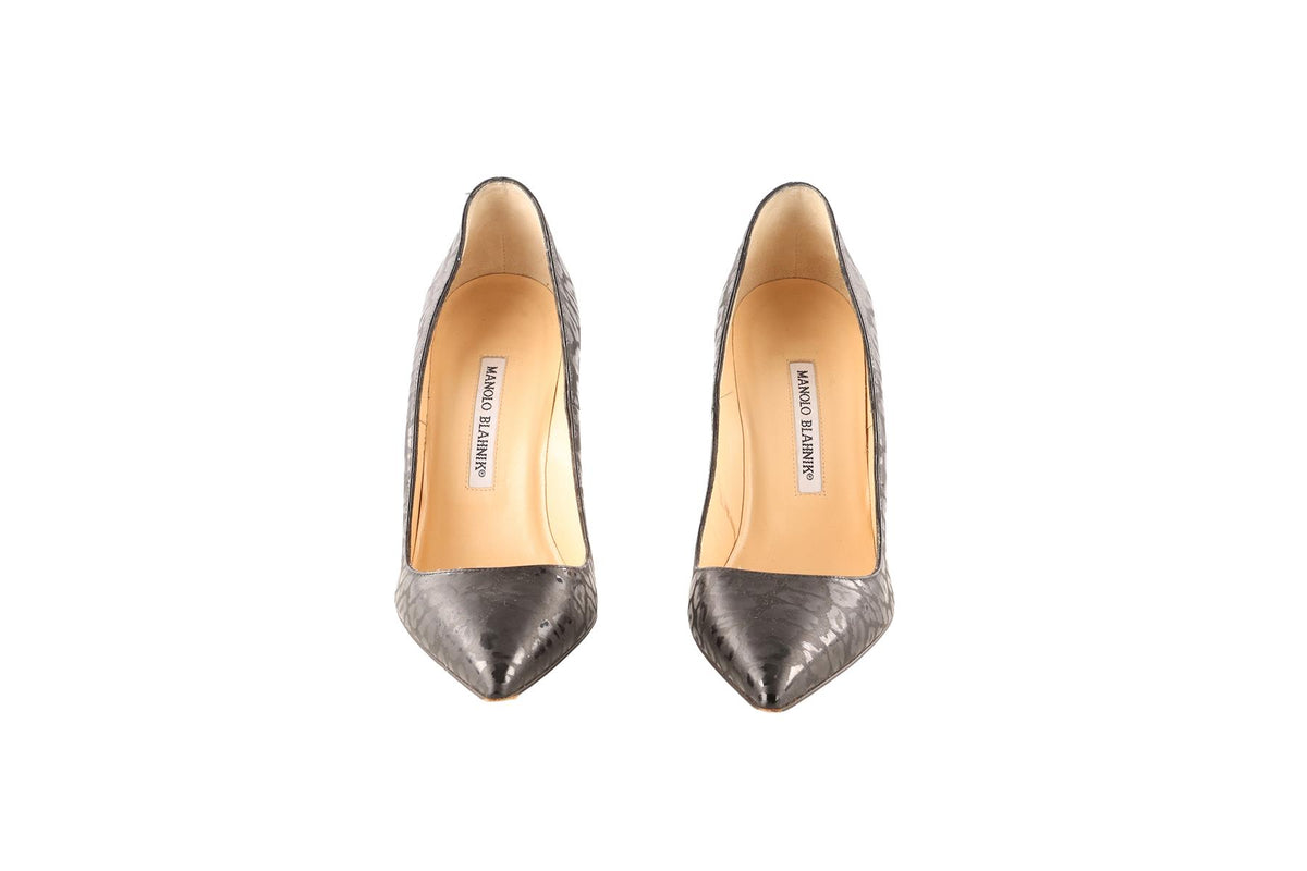 MANOLO BLAHNIK BLACK LEATHER PUMPS EU 38.5 UK 5.5 US 8.5