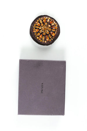 PRADA BROWN CRYSTAL BROOCH