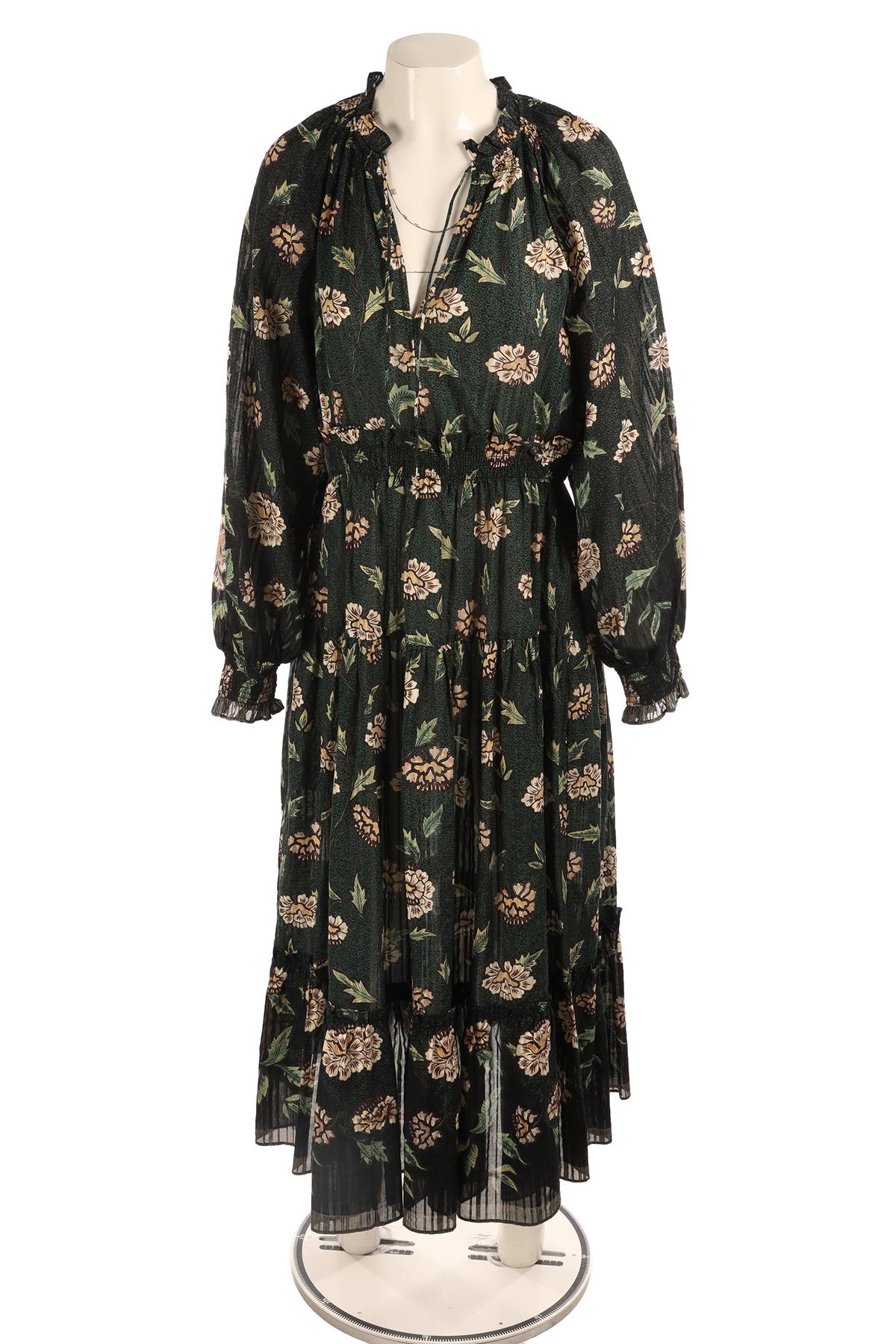 ULLA JOHNSON GREEN COTTON MAXI DRESS US 8 UK 12