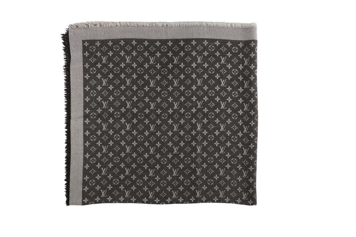 LOUIS VUITTON GREY MONOGRAM SILK SCARF